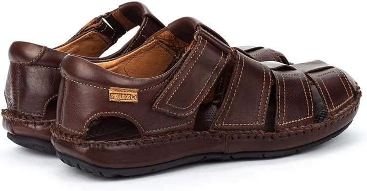 PIKOLINOS Tarifa 06J-5433 Men’s Sandals – Premium Calfskin Leather – Cushioned Insole, Hook & Loop Closure, Lightweight Sole – Spring and Summer Style and Comfort(Olmo)