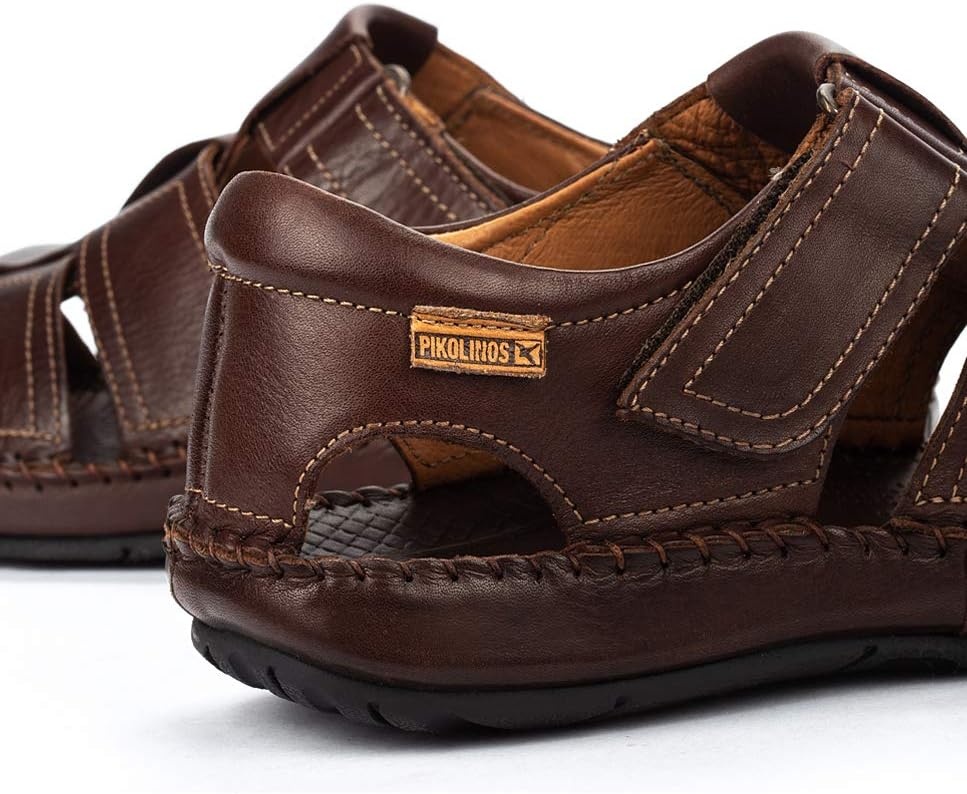PIKOLINOS Tarifa 06J-5433 Men’s Sandals – Premium Calfskin Leather – Cushioned Insole, Hook & Loop Closure, Lightweight Sole – Spring and Summer Style and Comfort(Olmo)