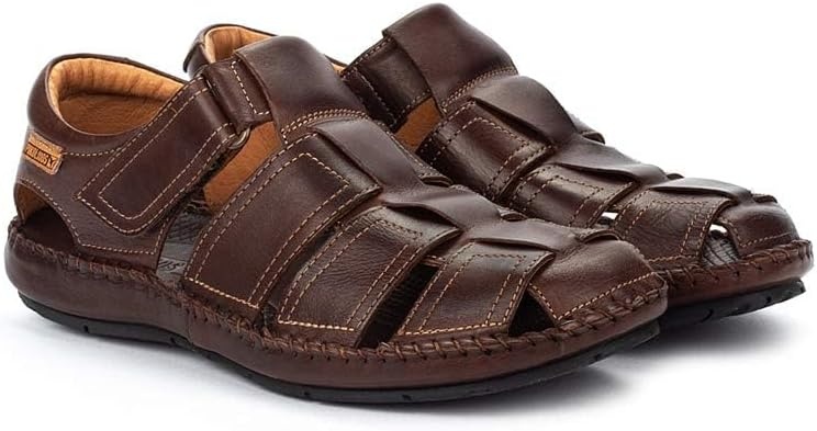 PIKOLINOS Tarifa 06J-5433 Men’s Sandals – Premium Calfskin Leather – Cushioned Insole, Hook & Loop Closure, Lightweight Sole – Spring and Summer Style and Comfort(Olmo)