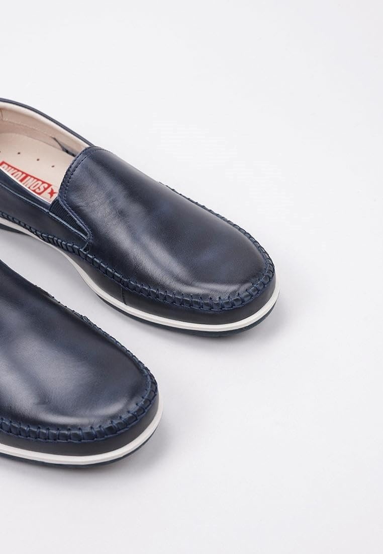 PIKOLINOS Marbella M9A-3111 Men’s Slip-On Moccasins – Premium Calfskin Leather – Removable Cushioned Insole with All Day Support – Elastic Fit – Flexible Sole(Blue)