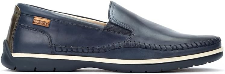 PIKOLINOS Marbella M9A-3111 Men’s Slip-On Moccasins – Premium Calfskin Leather – Removable Cushioned Insole with All Day Support – Elastic Fit – Flexible Sole(Blue)