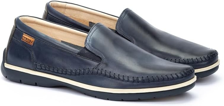 PIKOLINOS Marbella M9A-3111 Men’s Slip-On Moccasins – Premium Calfskin Leather – Removable Cushioned Insole with All Day Support – Elastic Fit – Flexible Sole(Blue)
