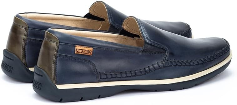 PIKOLINOS Marbella M9A-3111 Men’s Slip-On Moccasins – Premium Calfskin Leather – Removable Cushioned Insole with All Day Support – Elastic Fit – Flexible Sole(Blue)
