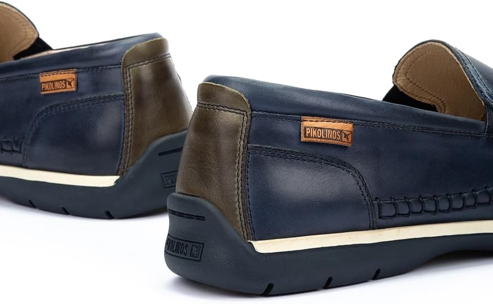 PIKOLINOS Marbella M9A-3111 Men’s Slip-On Moccasins – Premium Calfskin Leather – Removable Cushioned Insole with All Day Support – Elastic Fit – Flexible Sole(Blue)