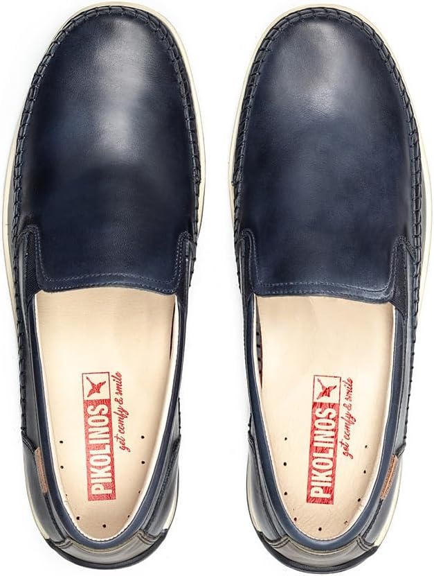 PIKOLINOS Marbella M9A-3111 Men’s Slip-On Moccasins – Premium Calfskin Leather – Removable Cushioned Insole with All Day Support – Elastic Fit – Flexible Sole(Blue)