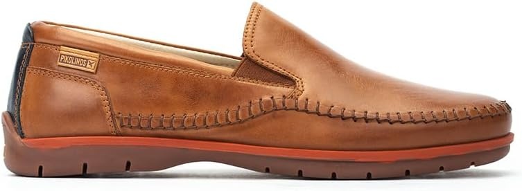 PIKOLINOS Marbella M9A-3111 Men’s Slip-On Moccasins – Premium Calfskin Leather – Removable Cushioned Insole with All Day Support – Elastic Fit – Flexible Sole(Brandy)