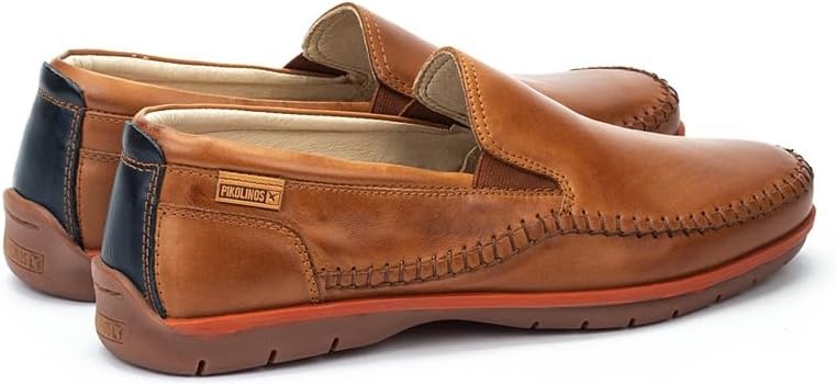 PIKOLINOS Marbella M9A-3111 Men’s Slip-On Moccasins – Premium Calfskin Leather – Removable Cushioned Insole with All Day Support – Elastic Fit – Flexible Sole(Brandy)