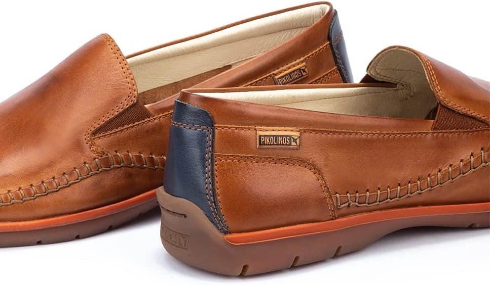 PIKOLINOS Marbella M9A-3111 Men’s Slip-On Moccasins – Premium Calfskin Leather – Removable Cushioned Insole with All Day Support – Elastic Fit – Flexible Sole(Brandy)