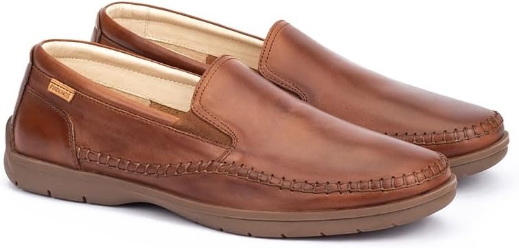PIKOLINOS Marbella M9A-3111 Men’s Slip-On Moccasins – Premium Calfskin Leather – Removable Cushioned Insole with All Day Support – Elastic Fit – Flexible Sole(Cuero)
