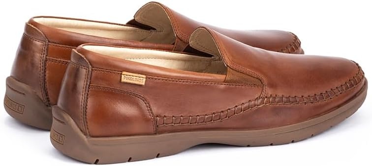 PIKOLINOS Marbella M9A-3111 Men’s Slip-On Moccasins – Premium Calfskin Leather – Removable Cushioned Insole with All Day Support – Elastic Fit – Flexible Sole(Cuero)