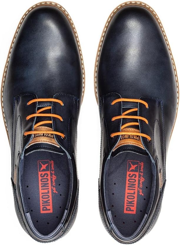 PIKOLINOS Avila M1T-4050 Men’s Lace-Up Shoes – Stylish Premium Calfskin Leather – Removable Cushioned Insole – Wide Fit – Lightweight Sole for Everyday Walking Comfort(Blue)