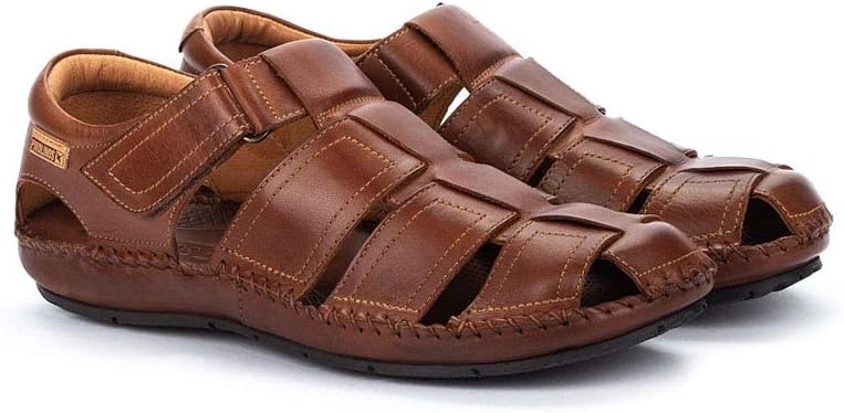 PIKOLINOS Tarifa 06J-5433 Men’s Sandals – Premium Calfskin Leather – Cushioned Insole, Hook & Loop Closure, Lightweight Sole – Spring and Summer Style and Comfort(Cuero)