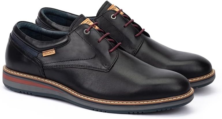 PIKOLINOS Avila M1T-4050 Men’s Lace-Up Shoes – Stylish Premium Calfskin Leather – Removable Cushioned Insole – Wide Fit – Lightweight Sole for Everyday Walking Comfort(Black)