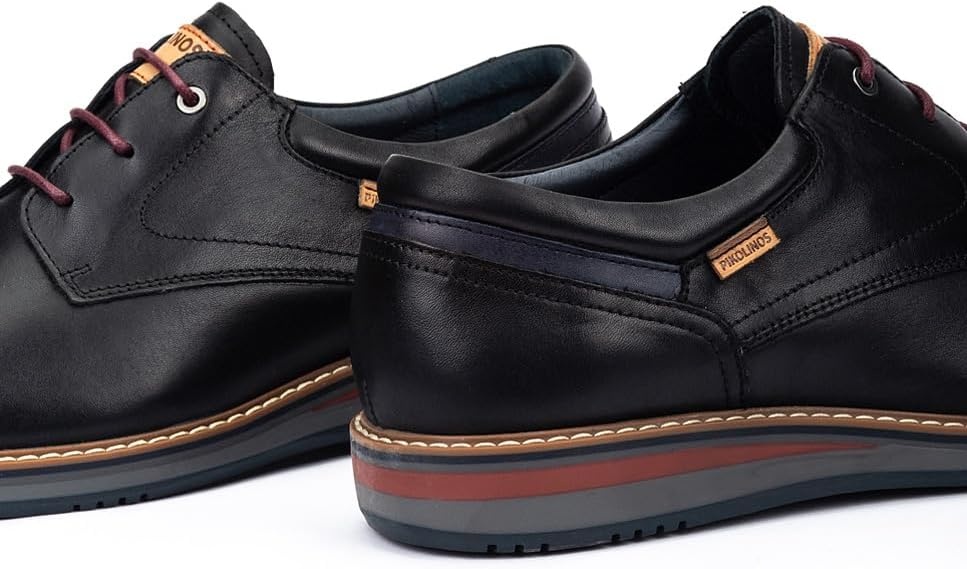 PIKOLINOS Avila M1T-4050 Men’s Lace-Up Shoes – Stylish Premium Calfskin Leather – Removable Cushioned Insole – Wide Fit – Lightweight Sole for Everyday Walking Comfort(Black)