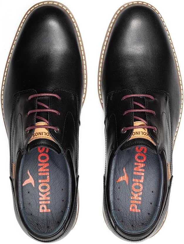 PIKOLINOS Avila M1T-4050 Men’s Lace-Up Shoes – Stylish Premium Calfskin Leather – Removable Cushioned Insole – Wide Fit – Lightweight Sole for Everyday Walking Comfort(Black)