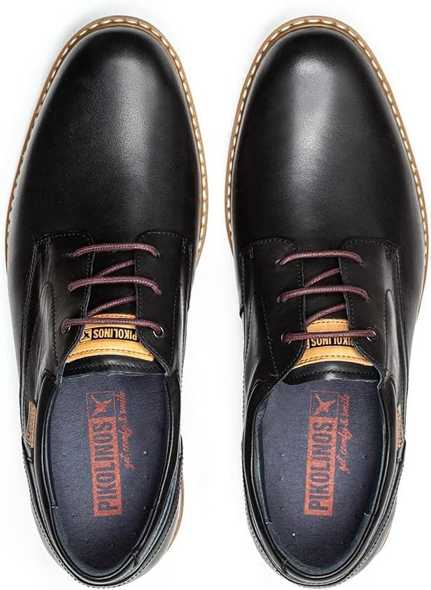 PIKOLINOS Avila M1T-4050 Men’s Lace-Up Shoes – Stylish Premium Calfskin Leather – Removable Cushioned Insole – Wide Fit – Lightweight Sole for Everyday Walking Comfort(Black)