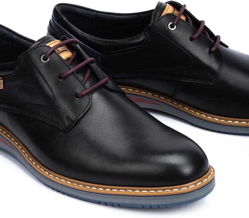 PIKOLINOS Avila M1T-4050 Men’s Lace-Up Shoes – Stylish Premium Calfskin Leather – Removable Cushioned Insole – Wide Fit – Lightweight Sole for Everyday Walking Comfort(Black)