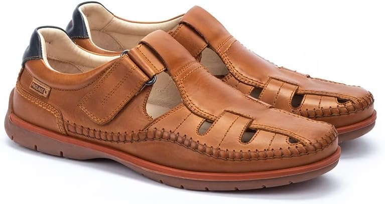 PIKOLINOS Flat Sandals Leather Marbella for Man(Brandy)