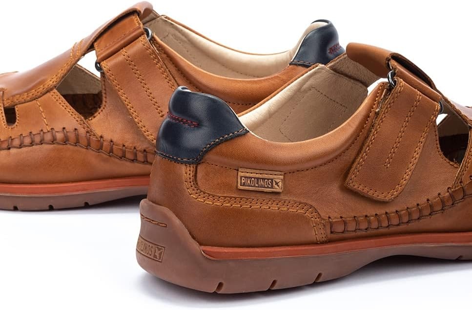 PIKOLINOS Flat Sandals Leather Marbella for Man(Brandy)