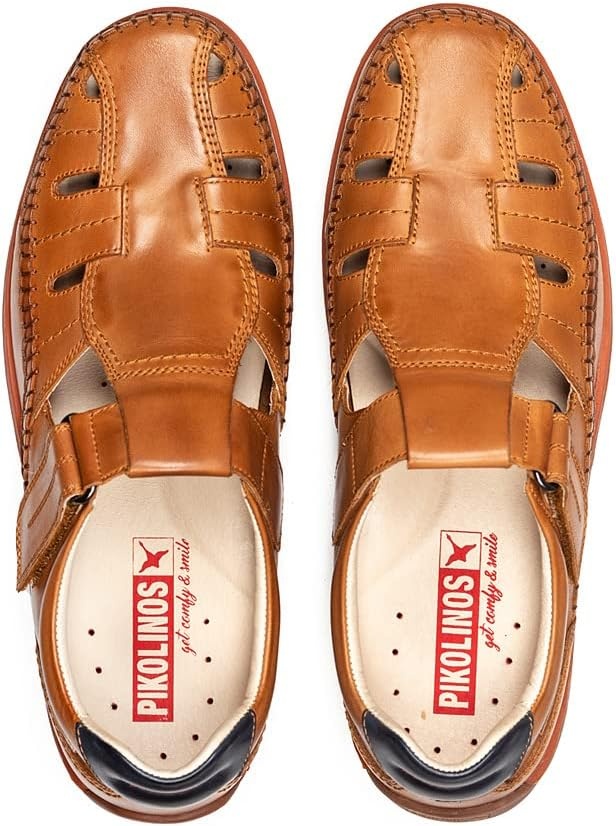 PIKOLINOS Flat Sandals Leather Marbella for Man(Brandy)