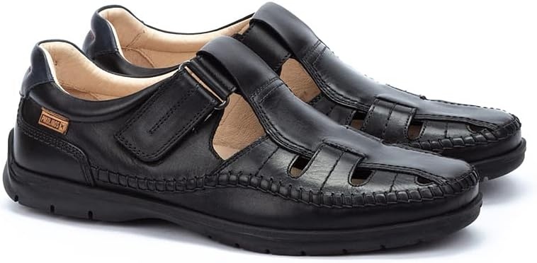 PIKOLINOS Flat Sandals Leather Marbella for Man(Black)
