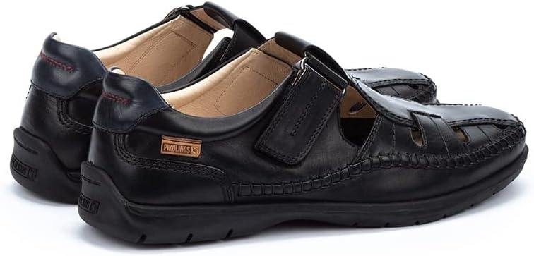 PIKOLINOS Flat Sandals Leather Marbella for Man(Black)