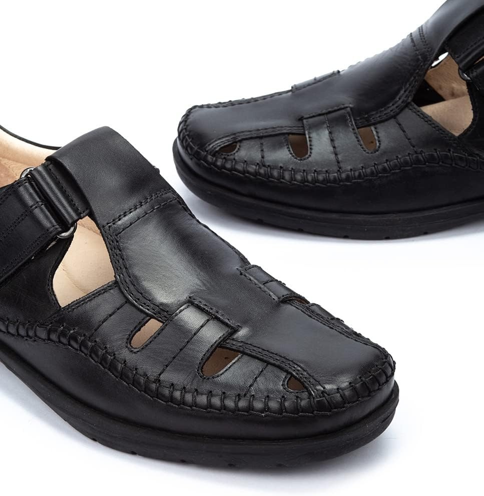 PIKOLINOS Flat Sandals Leather Marbella for Man(Black)