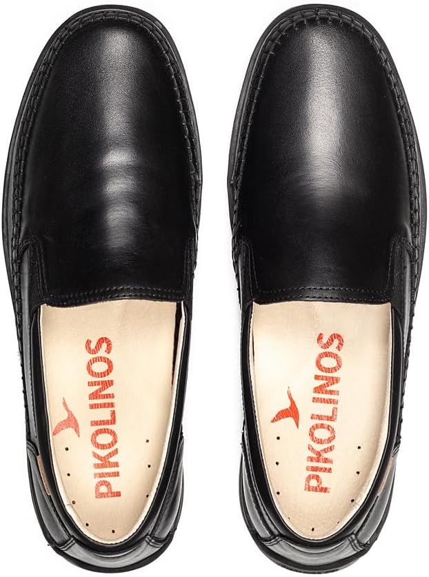 PIKOLINOS Marbella M9A-3111 Men’s Slip-On Moccasins – Premium Calfskin Leather – Removable Cushioned Insole with All Day Support – Elastic Fit – Flexible Sole(Black)