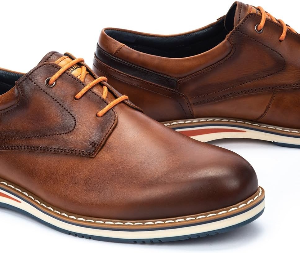 PIKOLINOS Avila M1T-4050 Men’s Lace-Up Shoes – Stylish Premium Calfskin Leather – Removable Cushioned Insole – Wide Fit – Lightweight Sole for Everyday Walking Comfort(Brown Leather)