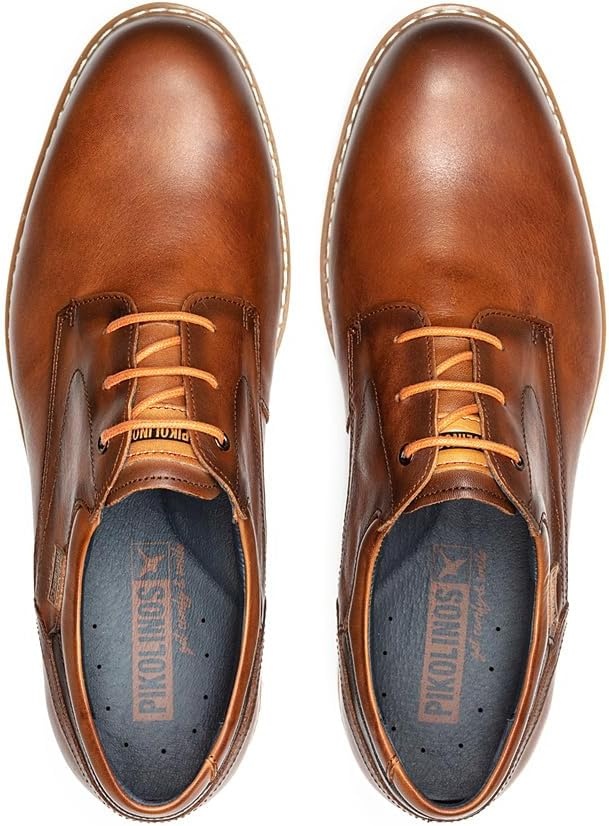 PIKOLINOS Avila M1T-4050 Men’s Lace-Up Shoes – Stylish Premium Calfskin Leather – Removable Cushioned Insole – Wide Fit – Lightweight Sole for Everyday Walking Comfort(Brown Leather)