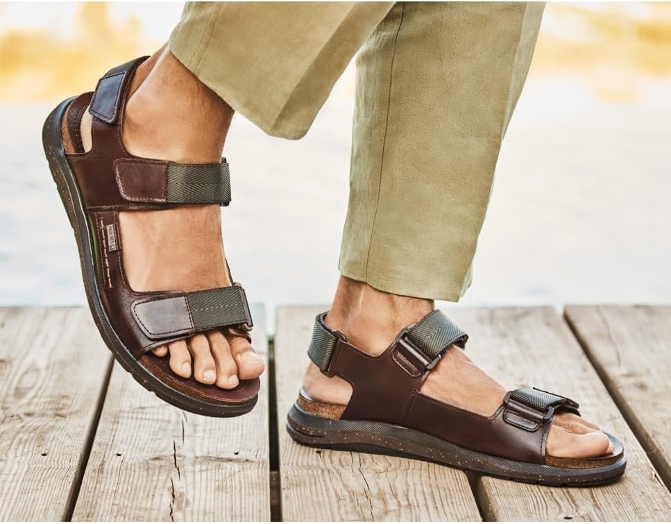 PIKOLINOS mens Pikolinos Flat Sandals Leather Nijar for Man Color Olmo(Olmo)