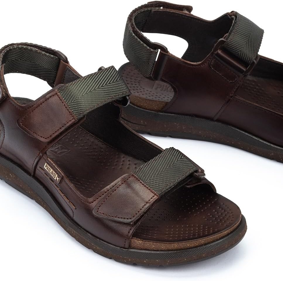 PIKOLINOS mens Pikolinos Flat Sandals Leather Nijar for Man Color Olmo(Olmo)