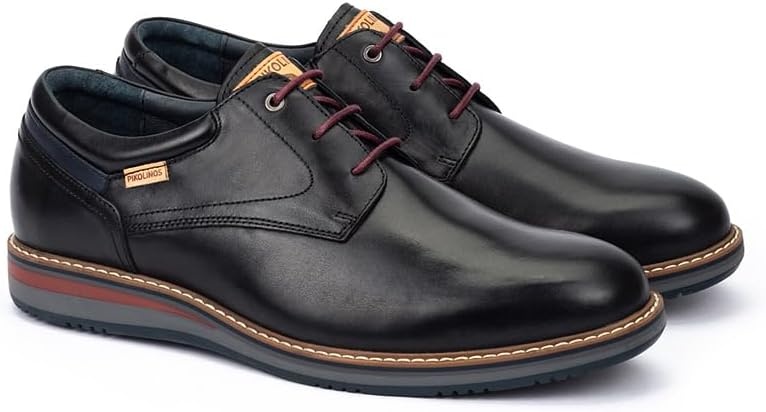 PIKOLINOS Avila M1T-4050 Men’s Lace-Up Shoes – Stylish Premium Calfskin Leather – Removable Cushioned Insole – Wide Fit – Lightweight Sole for Everyday Walking Comfort(Black Leather)