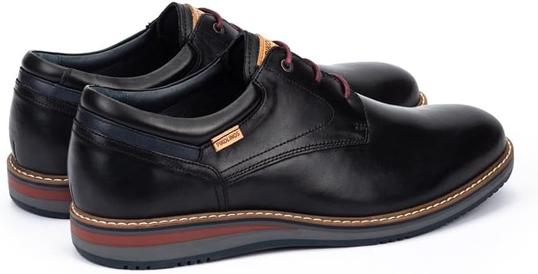 PIKOLINOS Avila M1T-4050 Men’s Lace-Up Shoes – Stylish Premium Calfskin Leather – Removable Cushioned Insole – Wide Fit – Lightweight Sole for Everyday Walking Comfort(Black Leather)