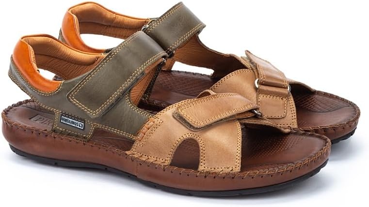 PIKOLINOS Flat Sandals Leather Tarifa for Man(Castor)