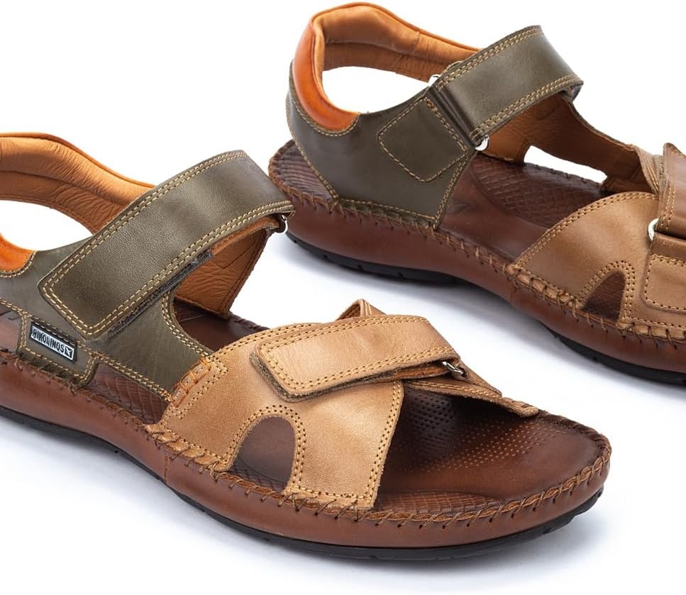 PIKOLINOS Flat Sandals Leather Tarifa for Man(Castor)