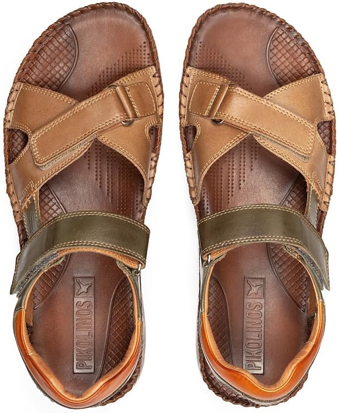 PIKOLINOS Flat Sandals Leather Tarifa for Man(Castor)