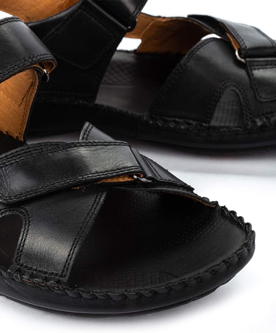 PIKOLINOS Flat Sandals Leather Tarifa for Man(Black)