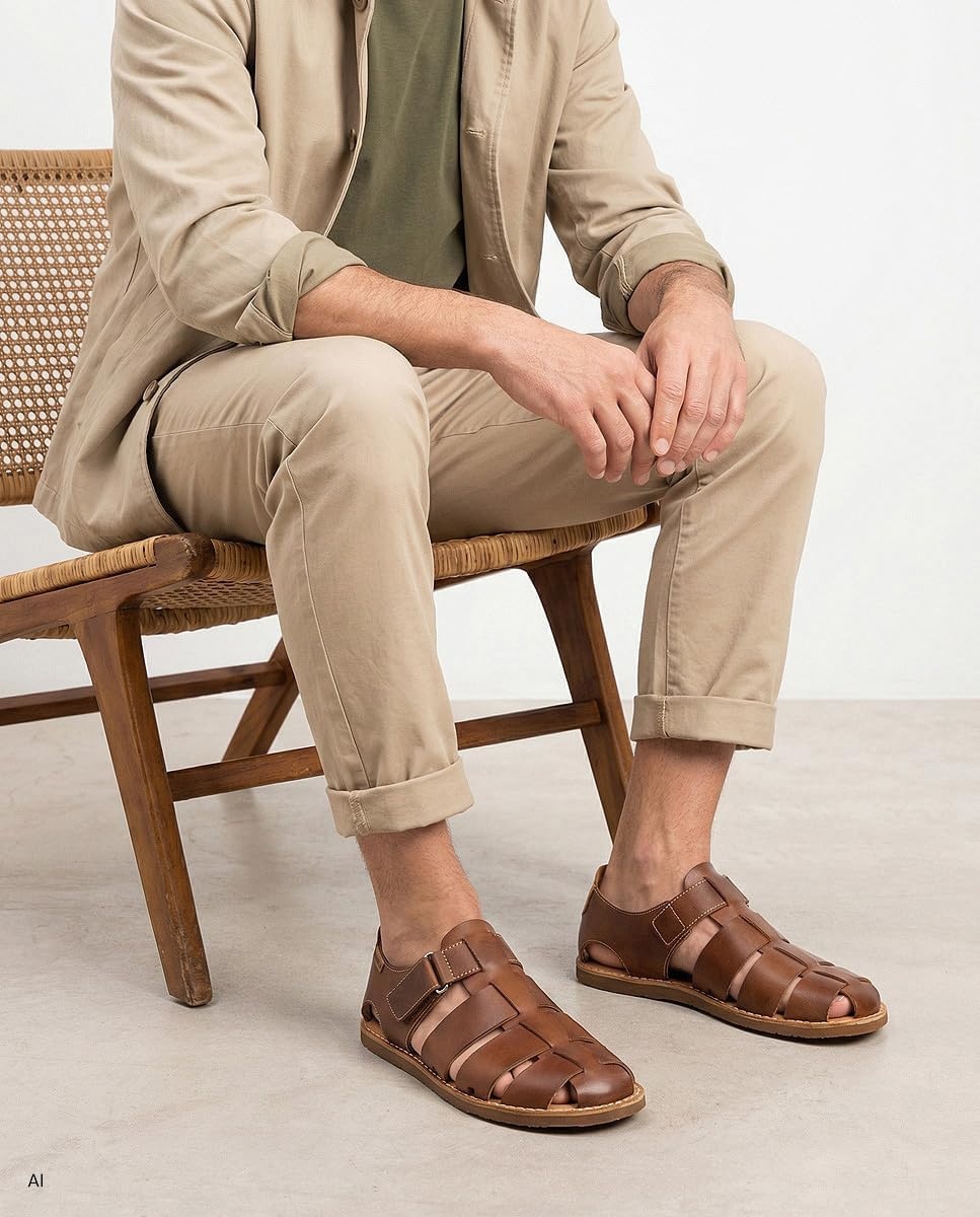 PIKOLINOS Betera Barefoot Sandals Men | Leather | Extra-Light | Brown