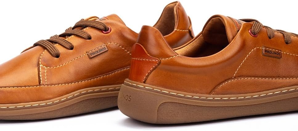 Pikolinos Aranjuez Unisex Leather Flat Shoes(Brandy)