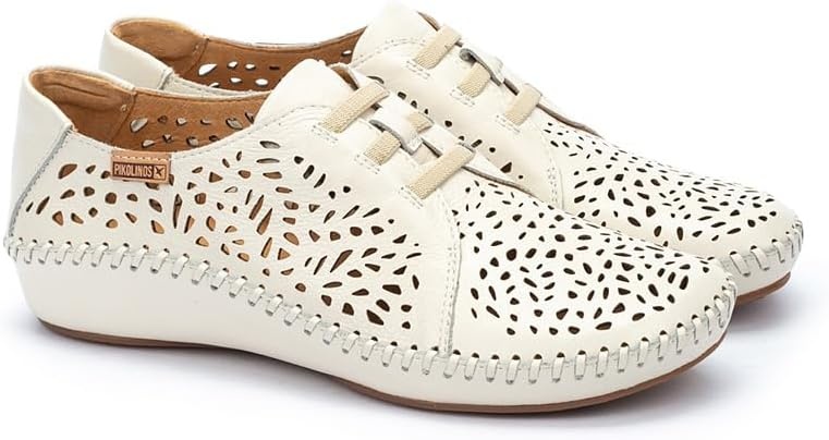 PIKOLINOS P. Vallarta Women’s Flat Shoes | Leather | with Elastic Panels | Size UK 5-11(Nata)