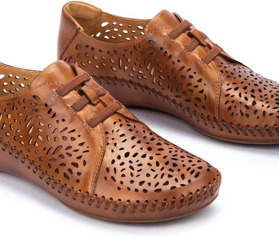 PIKOLINOS P. Vallarta Women’s Flat Shoes | Leather | with Elastic Panels | Size UK 5-11(Brandy)
