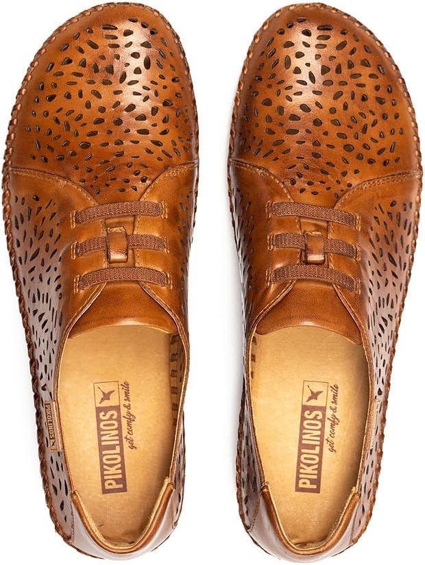 PIKOLINOS P. Vallarta Women’s Flat Shoes | Leather | with Elastic Panels | Size UK 5-11(Brandy)