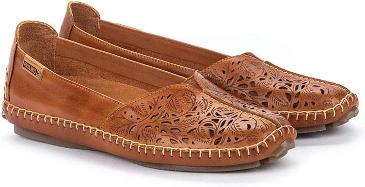 PIKOLINOS Jerez 578-4976 Women’s Slip-On Moccasins – Premium Calfskin Leather – Removable Cushioned Insole, Flexible Sole, Lightweight Everyday Comfort(Brandy)
