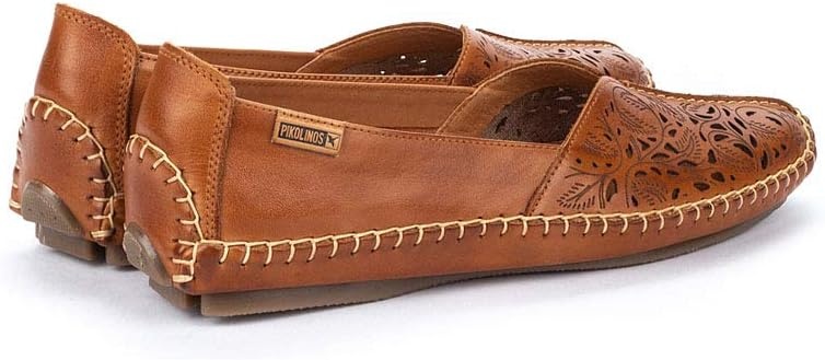 PIKOLINOS Jerez 578-4976 Women’s Slip-On Moccasins – Premium Calfskin Leather – Removable Cushioned Insole, Flexible Sole, Lightweight Everyday Comfort(Brandy)