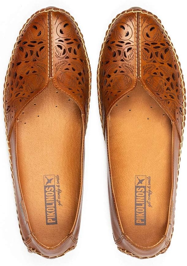 PIKOLINOS Jerez 578-4976 Women’s Slip-On Moccasins – Premium Calfskin Leather – Removable Cushioned Insole, Flexible Sole, Lightweight Everyday Comfort(Brandy)