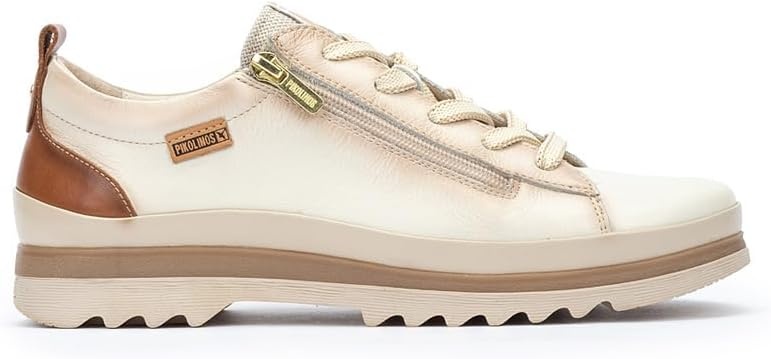 PIKOLINOS VIGO W3W-6979 Women’s Casual Shoes – Premium 100% Calfskin Leather – Memory Foam Insole, Lace & Zip Closure, Non-Slip Sole, Lightweight Comfort(Nata)