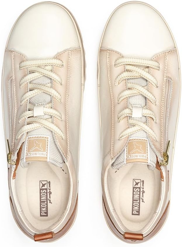 PIKOLINOS VIGO W3W-6979 Women’s Casual Shoes – Premium 100% Calfskin Leather – Memory Foam Insole, Lace & Zip Closure, Non-Slip Sole, Lightweight Comfort(Nata)