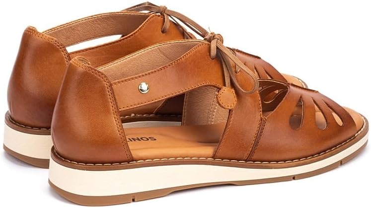 PIKOLINOS ROQUETAS W9B-0947 Women’s Sandals – Premium Calfskin Leather – Cushioned Insole and Lace-Up Fit for All Day Walking – Lightweight – Everyday Comfort(Brandy)