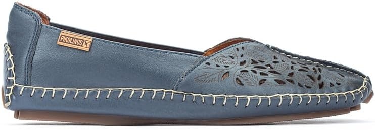 PIKOLINOS Jerez 578-4976 Women’s Slip-On Moccasins – Premium Calfskin Leather – Removable Cushioned Insole, Flexible Sole, Lightweight Everyday Comfort(Blue)